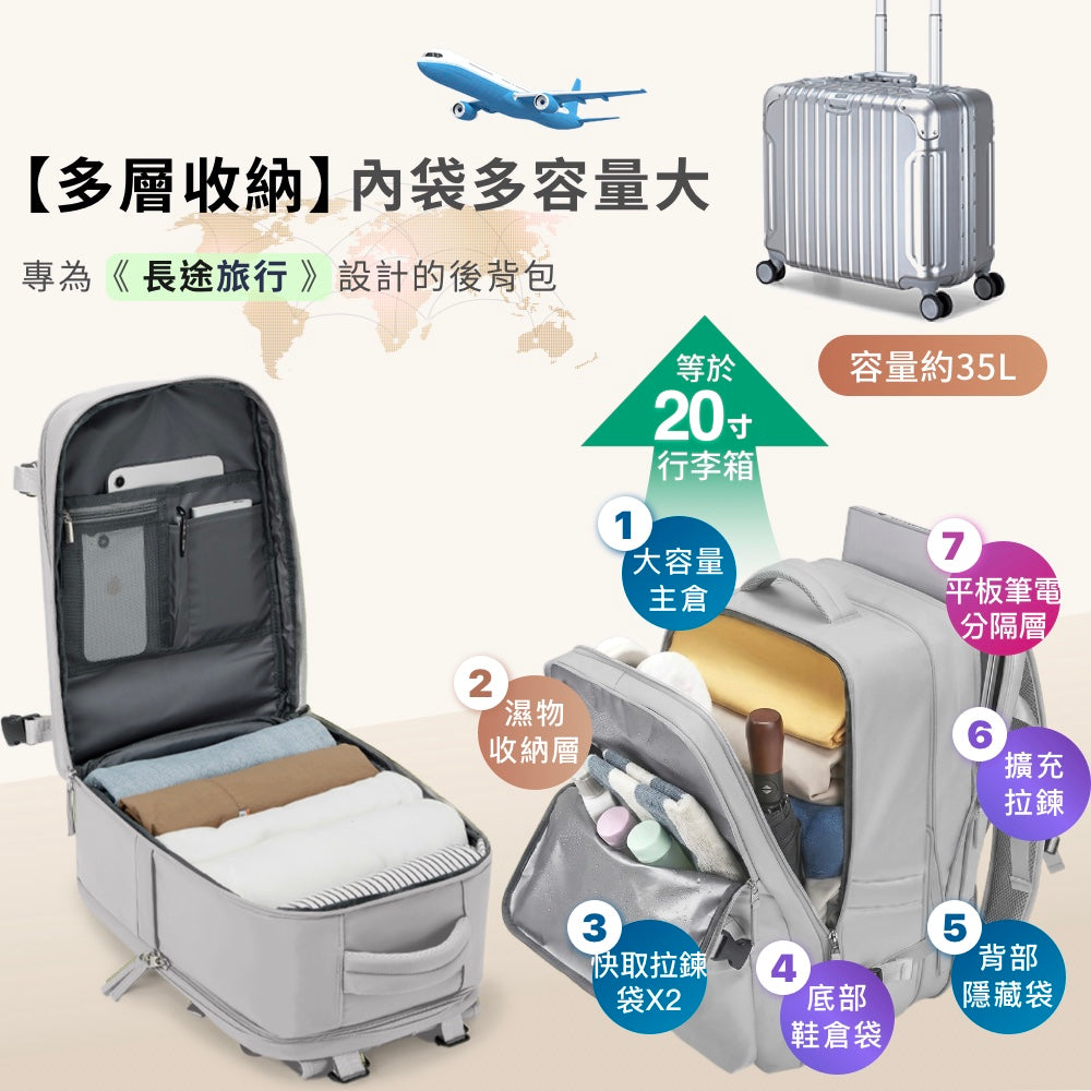 全新升級可擴充旅行背包