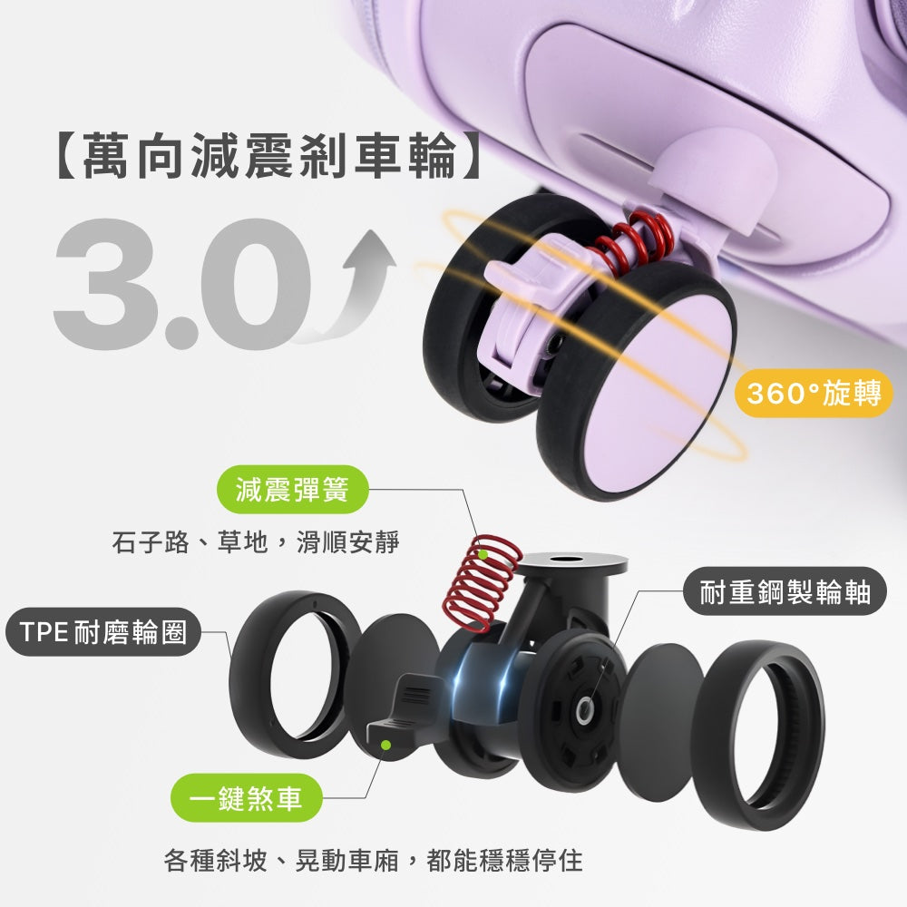 可擴充上掀煞車胖胖行李箱