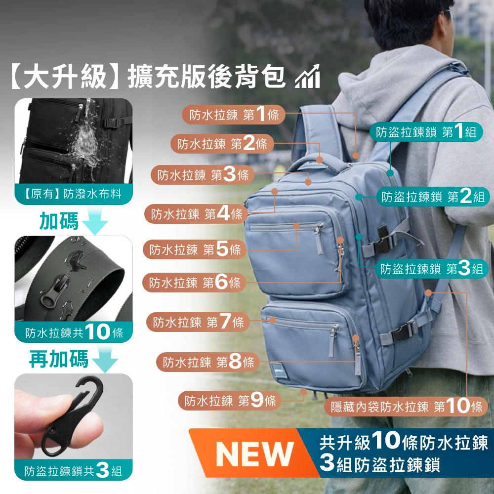 全新升級可擴充旅行背包