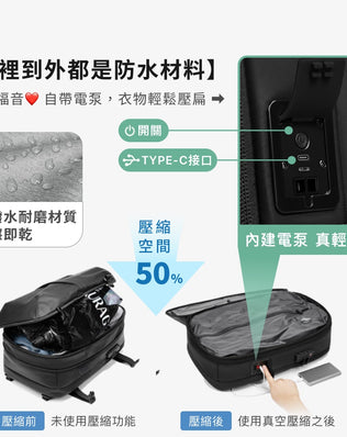 內建電泵防水壓縮後背包